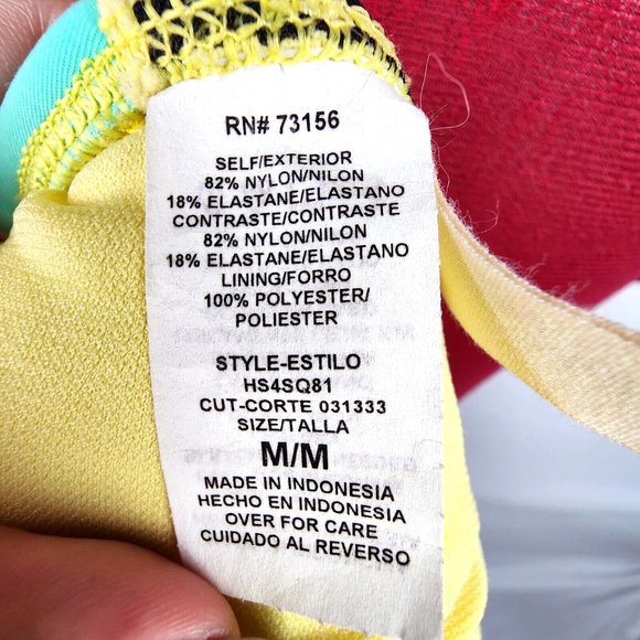 Hobie Brand Pink Blue & Black Removable Halter Bikini Top w/ Zipper - M - NWOT - Picture 6 of 7